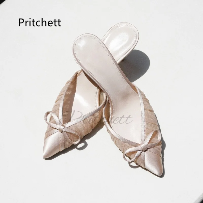 Bow Knot Mesh Mules Women's Cover Pointed Toe High Heels Summer Slip On Sexy Fashion Solid Slippers Banquet Wedding Shoes
Bow Knot Mesh Mules Women's Cover Pointed Toe High Heels Summer Slip On Sexy Fashion Solid Slippers Banquet Wedding Shoes