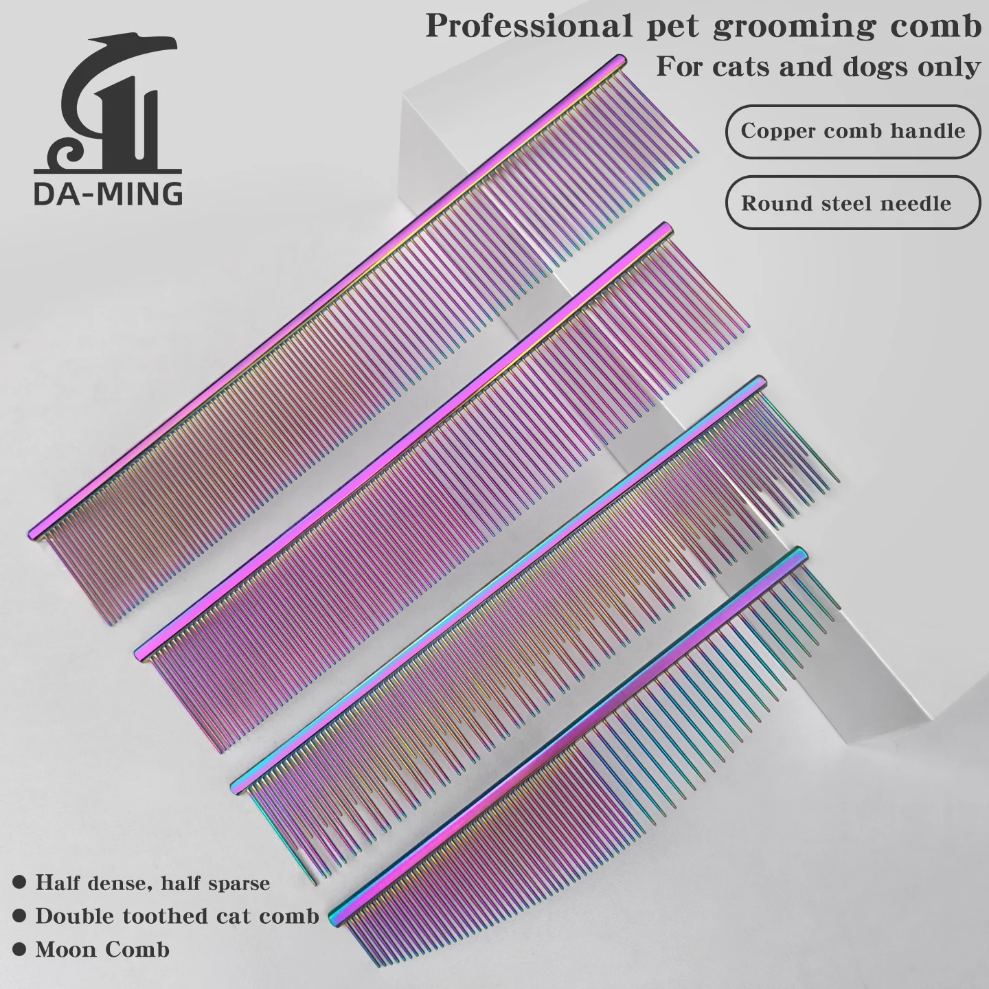 Rainbow colored professional pet grooming comb piano comb details facial comb cat and dog specific beautician must choose round
Rainbow colored professional pet grooming comb piano comb details facial comb cat and dog specific beautician must choose round