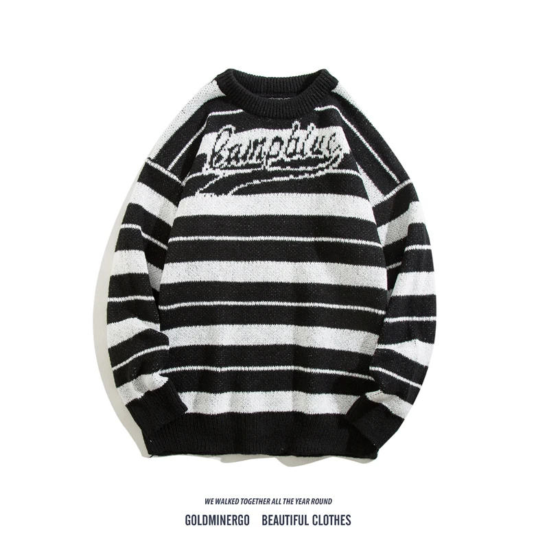 Men's Loose Fit Striped Knit Sweater round Ne Casual Sle Polyester Fiber Warmth Comfortable Long Sve Autumn Winter Top
Men's Loose Fit Striped Knit Sweater round Ne Casual Sle Polyester Fiber Warmth Comfortable Long Sve Autumn Winter Top