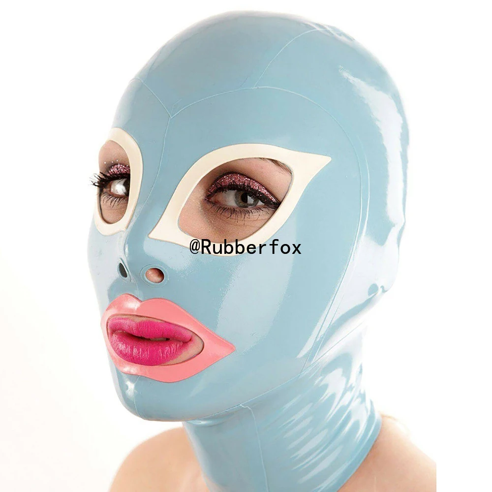 Customized Light Blue Latex Hood with White Eyes and Pink Mouth Back Zipper Women Rubber Mask Club Party Cosplay Props
Customized Light Blue Latex Hood with White Eyes and Pink Mouth Back Zipper Women Rubber Mask Club Party Cosplay Props