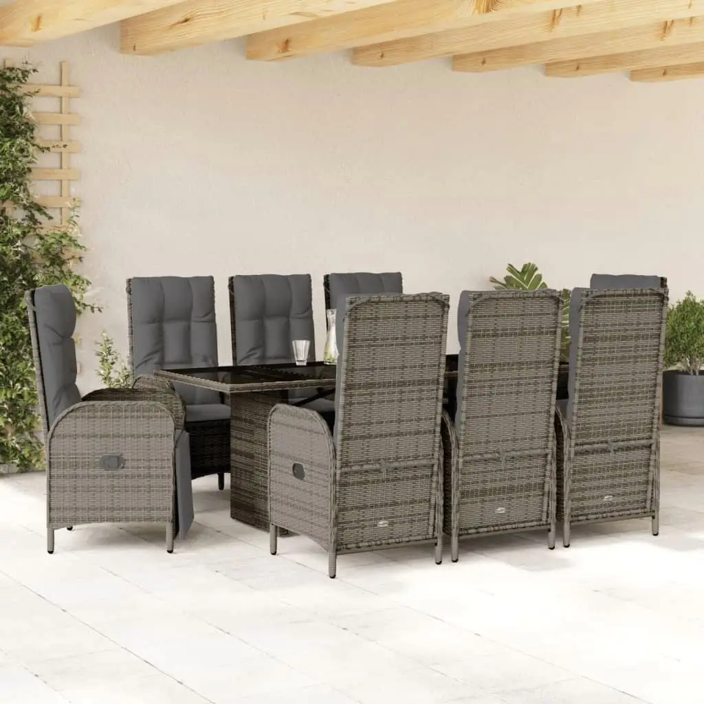 9-Piece Gray Poly Rattan Patio Dining Set with Cushions – Stylish Outdoor Furniture
9-Piece Gray Poly Rattan Patio Dining Set with Cushions – Stylish Outdoor Furniture
