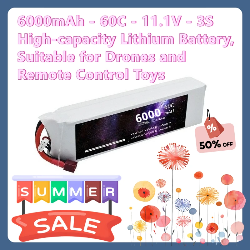 6000mAh - 60C - 11.1V - 3S High-capacity Lithium Battery for Drones and Remote Control Toys
6000mAh - 60C - 11.1V - 3S High-capacity Lithium Battery for Drones and Remote Control Toys