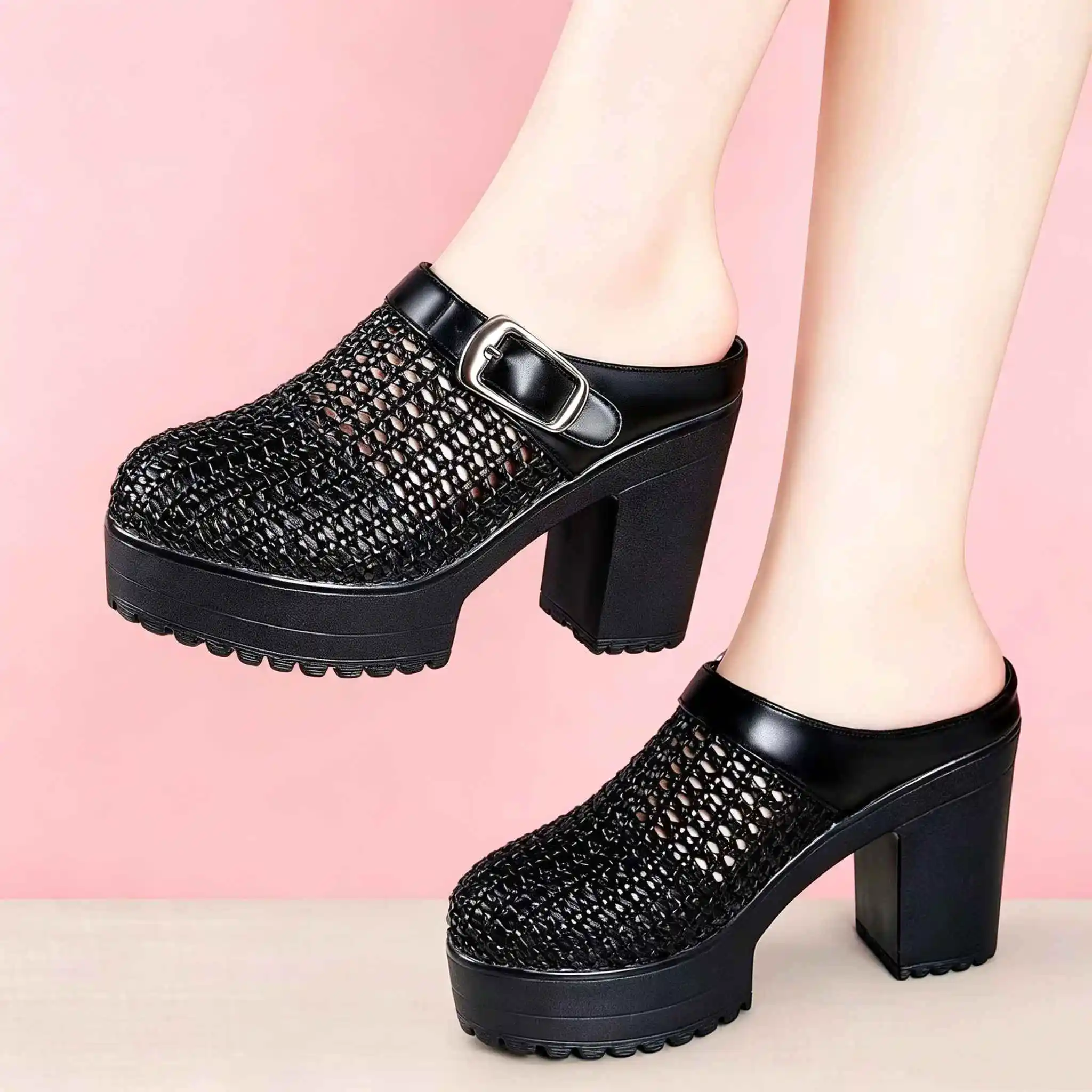 6cm 8cm 10cm Elegant Round Head Cutout Hollow Genuine Leather Shoes Women Slippers 2026 Block High Heels Slides Office Model
6cm 8cm 10cm Elegant Round Head Cutout Hollow Genuine Leather Shoes Women Slippers 2026 Block High Heels Slides Office Model