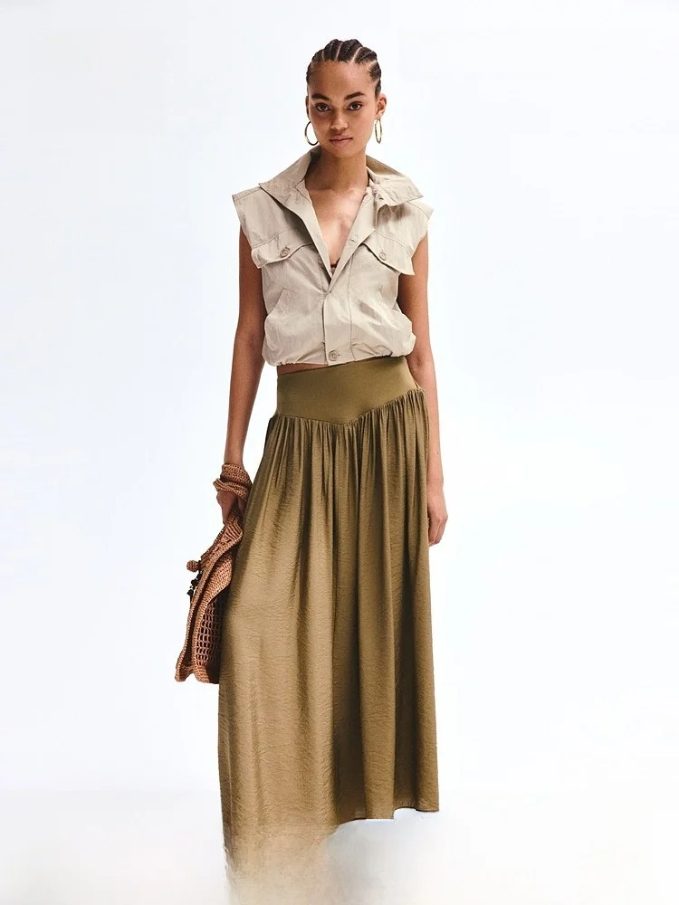 H&M Summer New Women's Midi Skirt Loose Fit Gel Fiber Nylon Fabric Pleated Skirt Ladies mid Waist Design Other Skirt Type
H&M Summer New Women's Midi Skirt Loose Fit Gel Fiber Nylon Fabric Pleated Skirt Ladies mid Waist Design Other Skirt Type