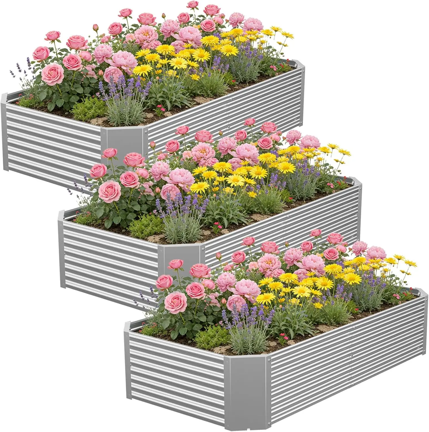3 Pcs 4x2 FT Galvanized Steel Raised Garden Bed - Outdoor Planter Box for Vegetables, Herbs & Flowers
3 Pcs 4x2 FT Galvanized Steel Raised Garden Bed - Outdoor Planter Box for Vegetables, Herbs & Flowers