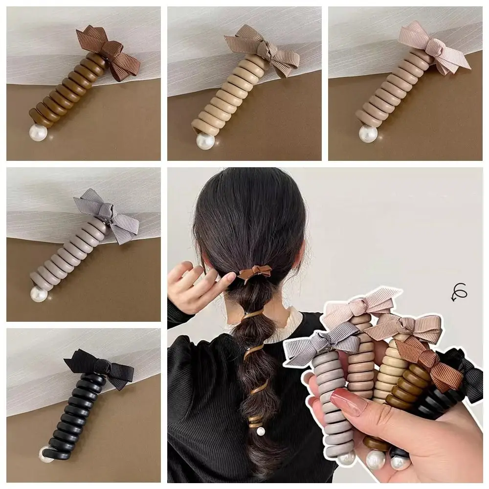Retro Bowknot Telephone Line Hair Ring Pearl Hair Band Bow Hair Rope Hair Ties Korean Style Elastic Rubber Daily
Retro Bowknot Telephone Line Hair Ring Pearl Hair Band Bow Hair Rope Hair Ties Korean Style Elastic Rubber Daily