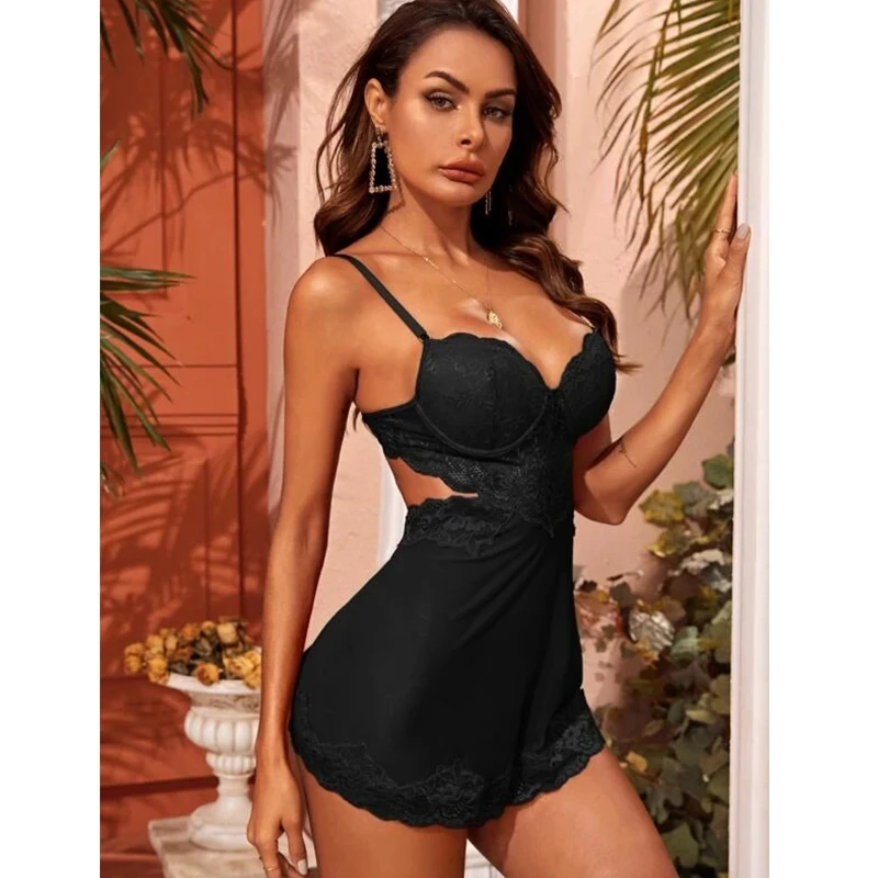 Sexy Backless Lace Women's Nighgown Sleepwear Slips Strap Nightdress V Neck Chemise Lace Lingerie Underwear pijama mujer XL
Sexy Backless Lace Women's Nighgown Sleepwear Slips Strap Nightdress V Neck Chemise Lace Lingerie Underwear pijama mujer XL