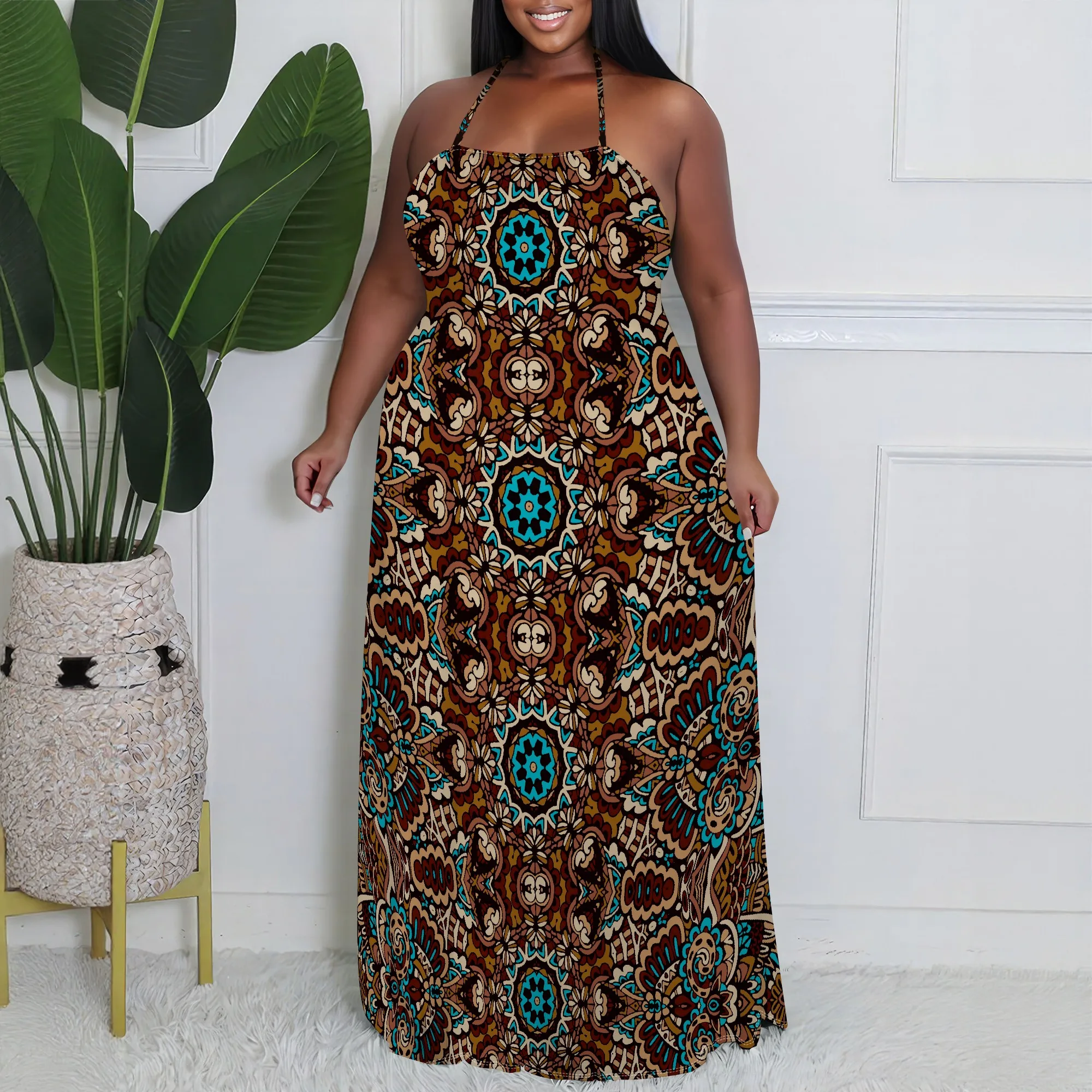 Plus Size Halter Maxi Dress XL-6XL Women's Global Print Ethnic Bohemian Long Gown
Plus Size Halter Maxi Dress XL-6XL Women's Global Print Ethnic Bohemian Long Gown