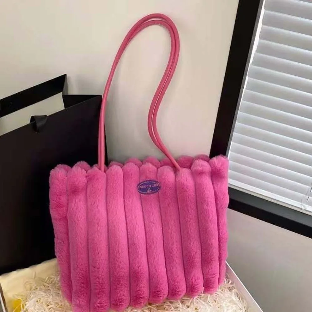 Polyester Stripe Furry Tote Bag Large Capacity Portable Plush Shoulder Bag Solid Color Soft Commuting Handbag Autumn
Polyester Stripe Furry Tote Bag Large Capacity Portable Plush Shoulder Bag Solid Color Soft Commuting Handbag Autumn