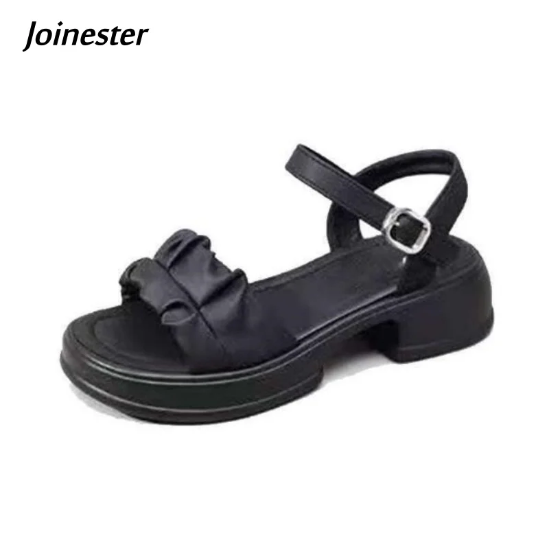 Girl's Ankle Buckle Strap Fashion Sandal Mid Heeled Summer Leisure Footwear for Women Open Toe Pleated Beach Shoes
Girl's Ankle Buckle Strap Fashion Sandal Mid Heeled Summer Leisure Footwear for Women Open Toe Pleated Beach Shoes