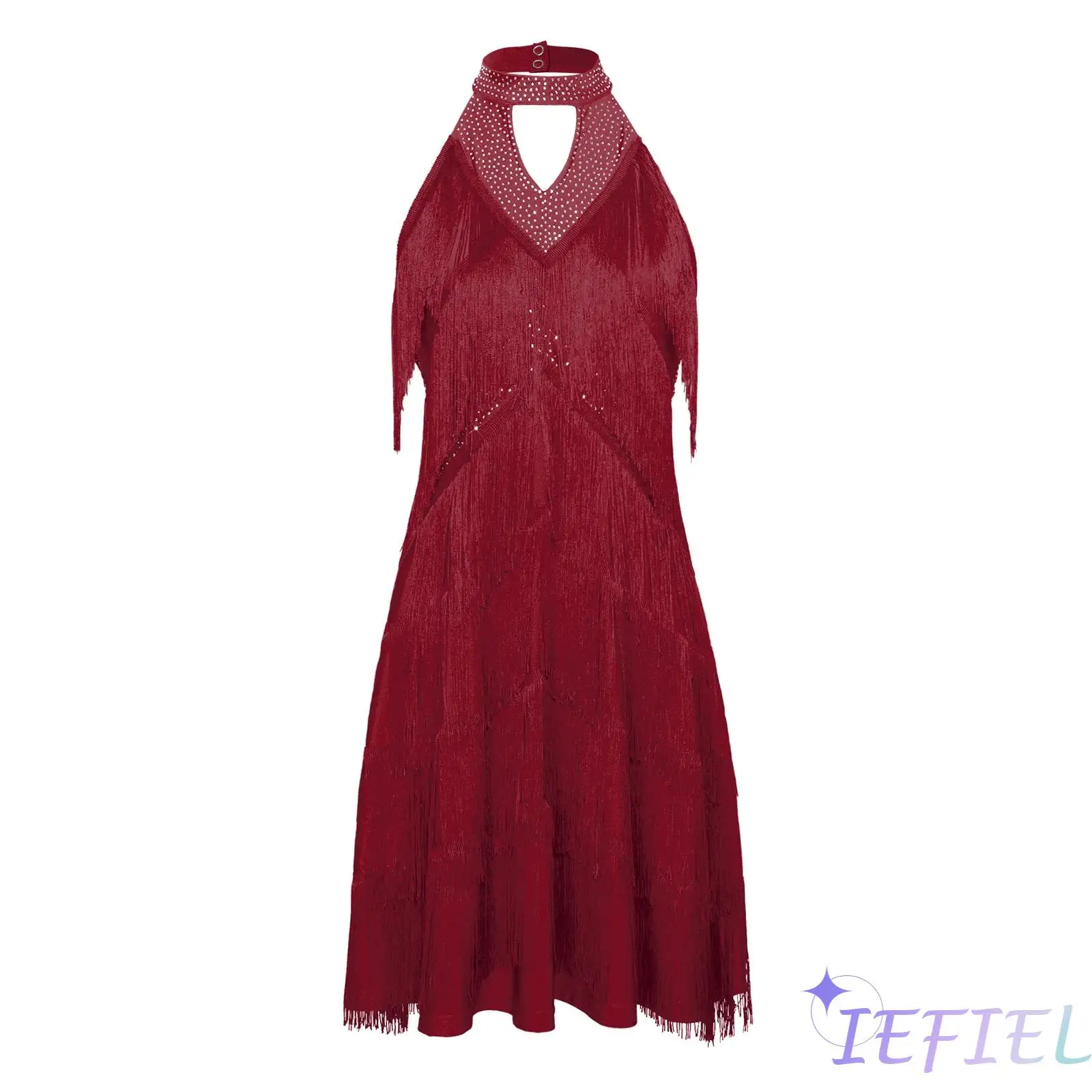 Womens Latin Ballet Dance Dress Outfit Rhinestones Tiered Tassel Fringe Front Keyhole Dress Tango Samba Flamenco Dress Dancewear
Womens Latin Ballet Dance Dress Outfit Rhinestones Tiered Tassel Fringe Front Keyhole Dress Tango Samba Flamenco Dress Dancewear