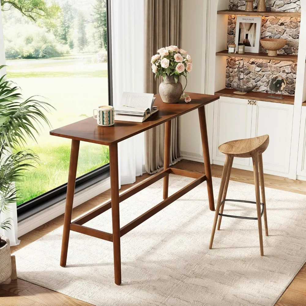 Bar Table, 63" Bar Height Pub Table, Counter Height Bar Table, Rectangular High Top Kitchen Dining Table with Solid Wood Legs f 
Bar Table, 63" Bar Height Pub Table, Counter Height Bar Table, Rectangular High Top Kitchen Dining Table with Solid Wood Legs f