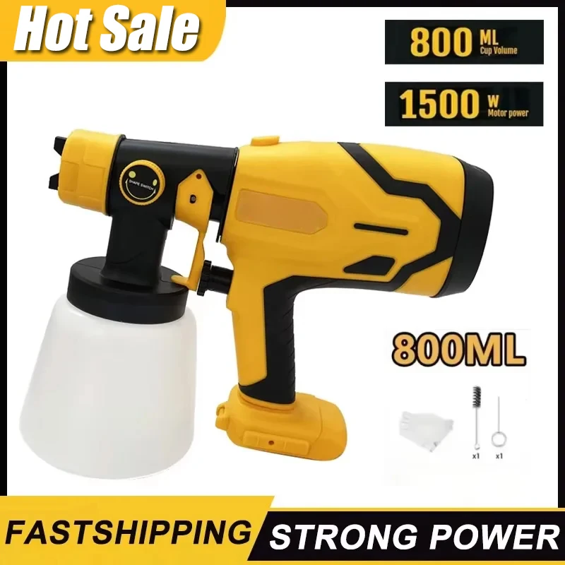 Cordless Electric Spray Gun 800ML Portable Paint Sprayer High Power Auto Furniture Coating Airbrush For Dewalt Battery
Cordless Electric Spray Gun 800ML Portable Paint Sprayer High Power Auto Furniture Coating Airbrush For Dewalt Battery