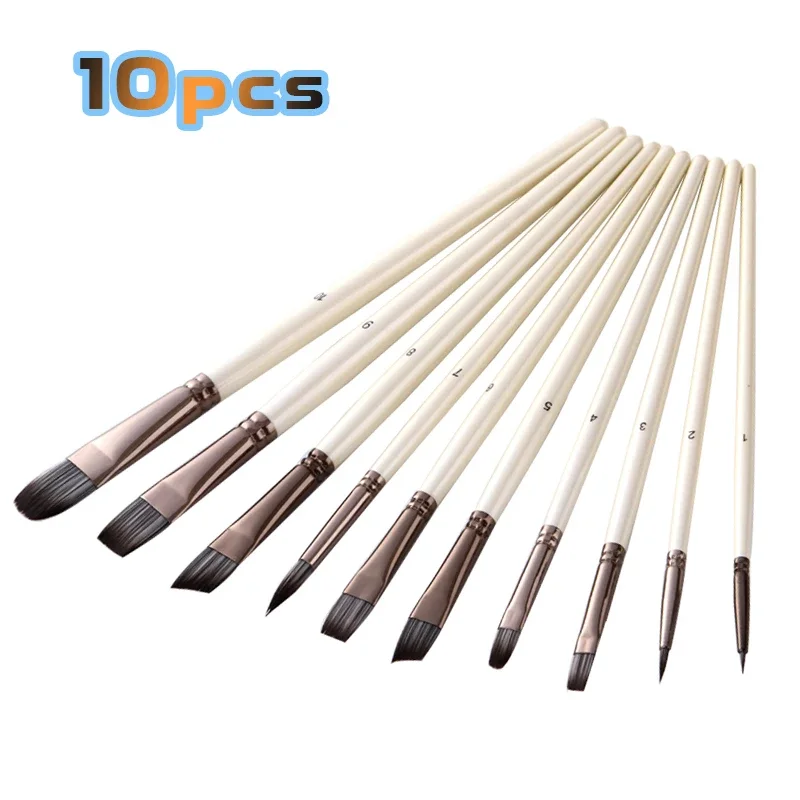 10pcs/set Nylon Hair Watercolor Paint Brushes Pen Set Different Shape Round Pointed Tip Oil Acrylic Brush Art Supplies
10pcs/set Nylon Hair Watercolor Paint Brushes Pen Set Different Shape Round Pointed Tip Oil Acrylic Brush Art Supplies