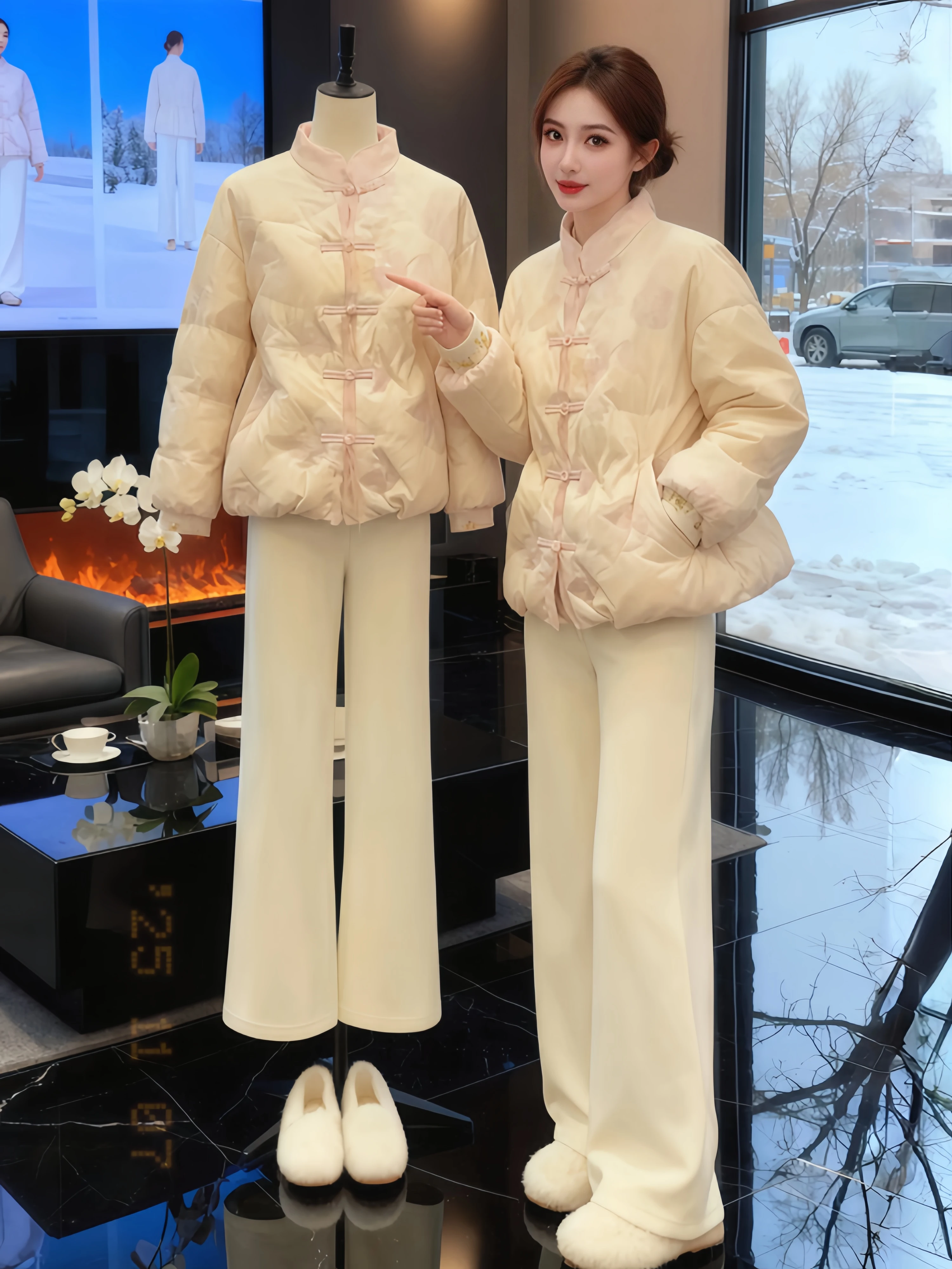 New Chinese Style Women's Fashion Set Autumn Winter New Stand Collar Button Cotton Coat Straight Casual Pants Two Piece Set
New Chinese Style Women's Fashion Set Autumn Winter New Stand Collar Button Cotton Coat Straight Casual Pants Two Piece Set