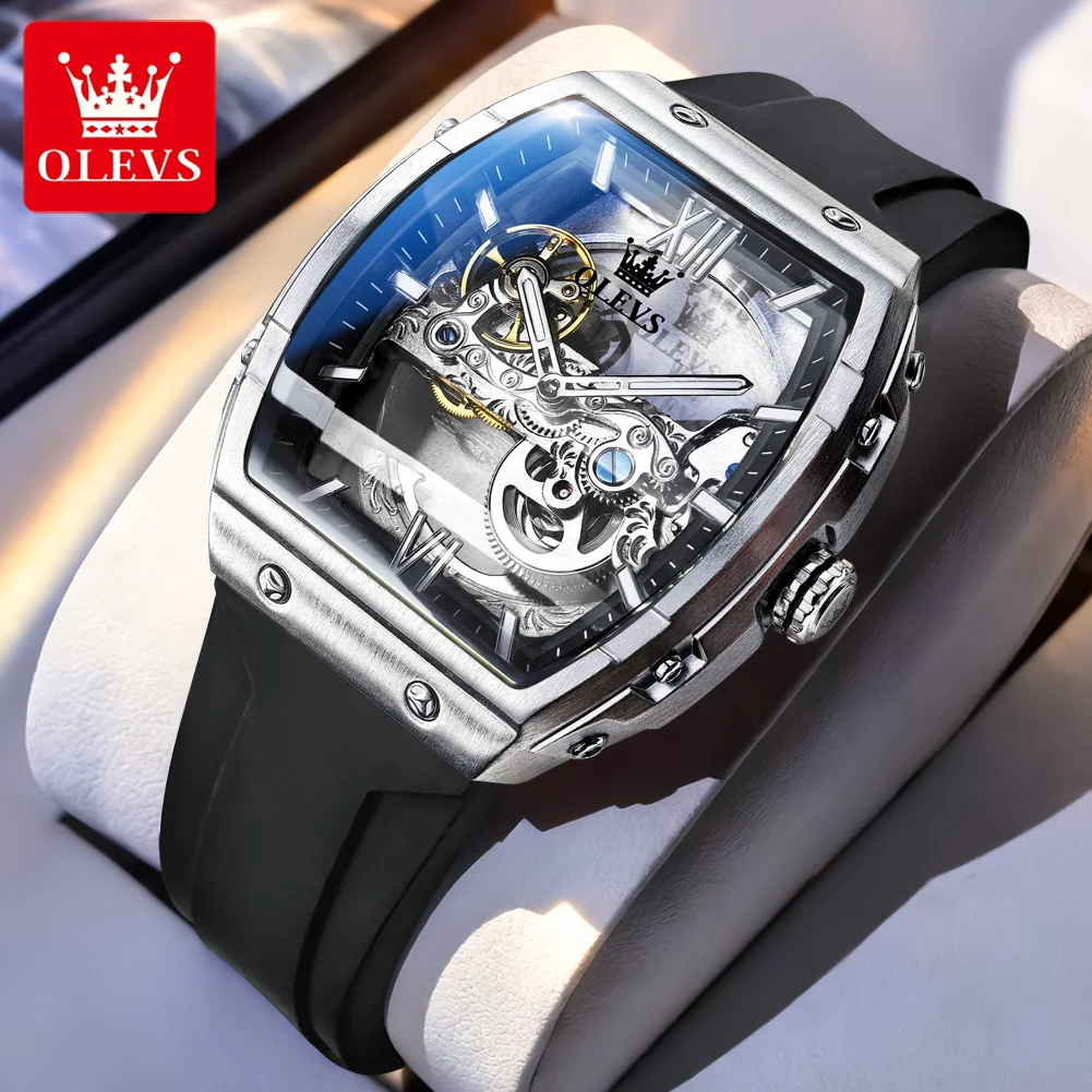 OLEVS 6779 Automatic Mechanical Men's Watch Transparent Skeleton Tonneau Dial Luxury Watch for Men
OLEVS 6779 Automatic Mechanical Men's Watch Transparent Skeleton Tonneau Dial Luxury Watch for Men