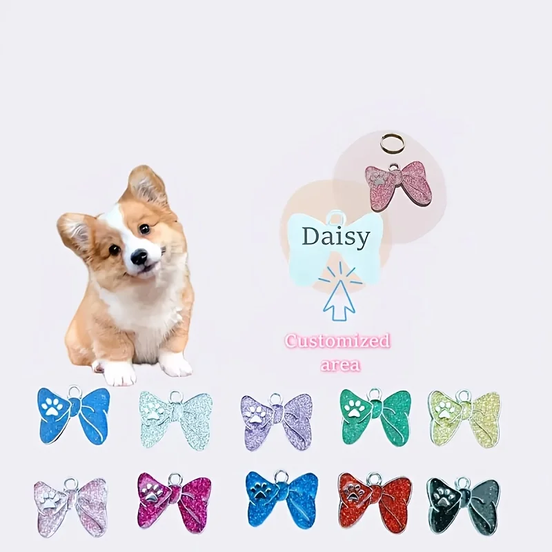 1Pc【Personalized Customization】Zinc Alloy Bow-Shaped Pet Dog Tag, Custom Engraved with Name and Phone Number, Reusable Collar Tag Pet Tag, Colorful, Custom Engraved with Name and Phone Number, Prevents Pets from Getting Lost
1Pc【Personalized Customization】Zinc Alloy Bow-Shaped Pet Dog Tag, Custom Engraved with Name and Phone Number, Reusable Collar Tag Pet Tag, Colorful, Custom Engraved with Name and Phone Number, Prevents Pets from Getting Lost