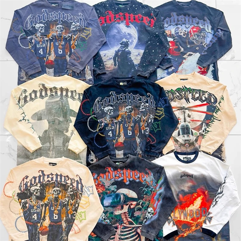 High Street God Speed Мужчины Женщины Футболки Оригинальная этикетка 1:1 Хлопок Дышащая удобная свободная повседневная футболка GODSPEED с длинным рукавом
High Street God Speed Мужчины Женщины Футболки Оригинальная этикетка 1:1 Хлопок Дышащая удобная свободная повседневная футболка GODSPEED с длинным рукавом