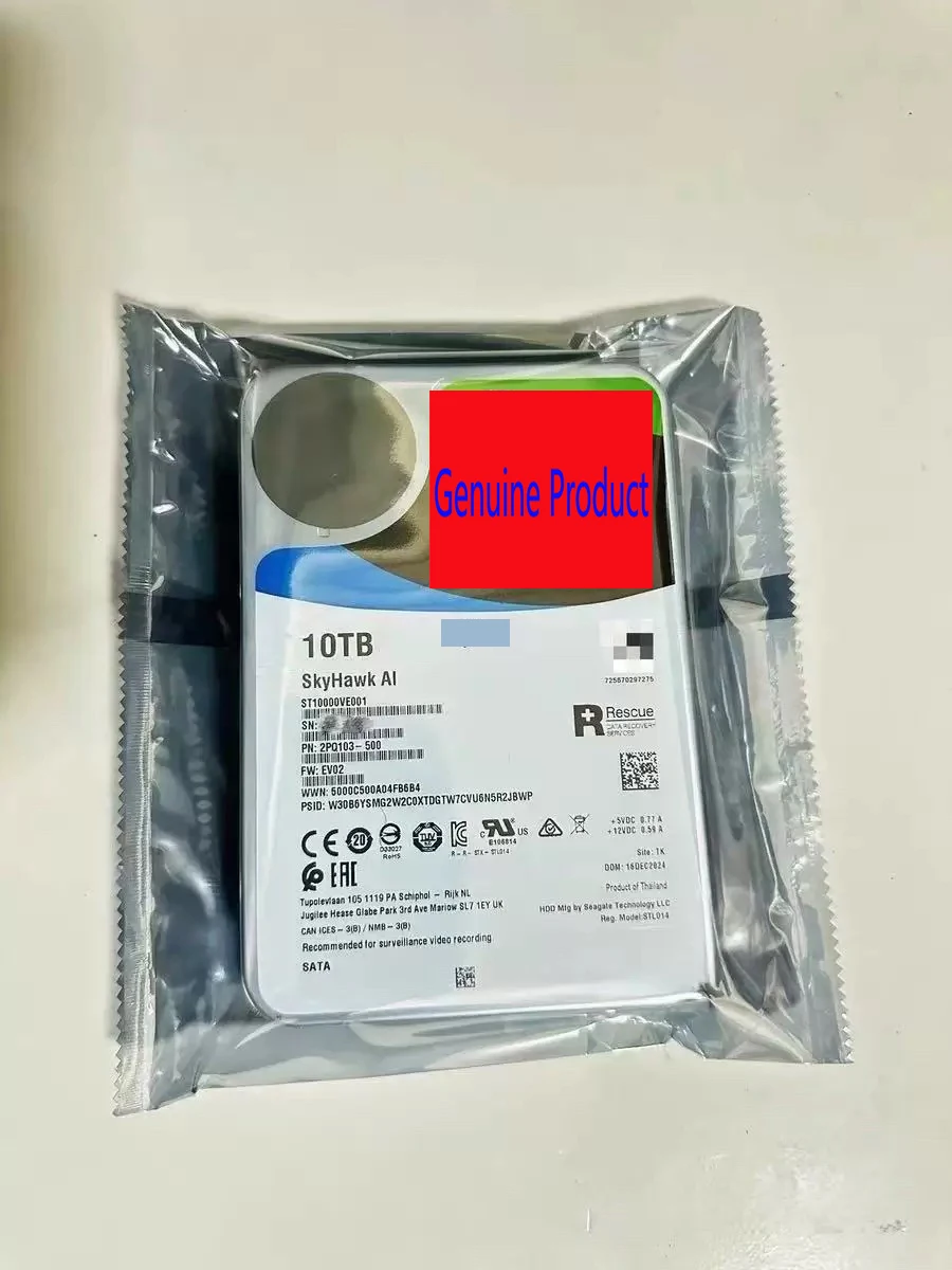 NEW ST10000VE001 Skyhawk AI Internal Hard Drive 7200 RPM 10TB 256MB SATA3.0
NEW ST10000VE001 Skyhawk AI Internal Hard Drive 7200 RPM 10TB 256MB SATA3.0