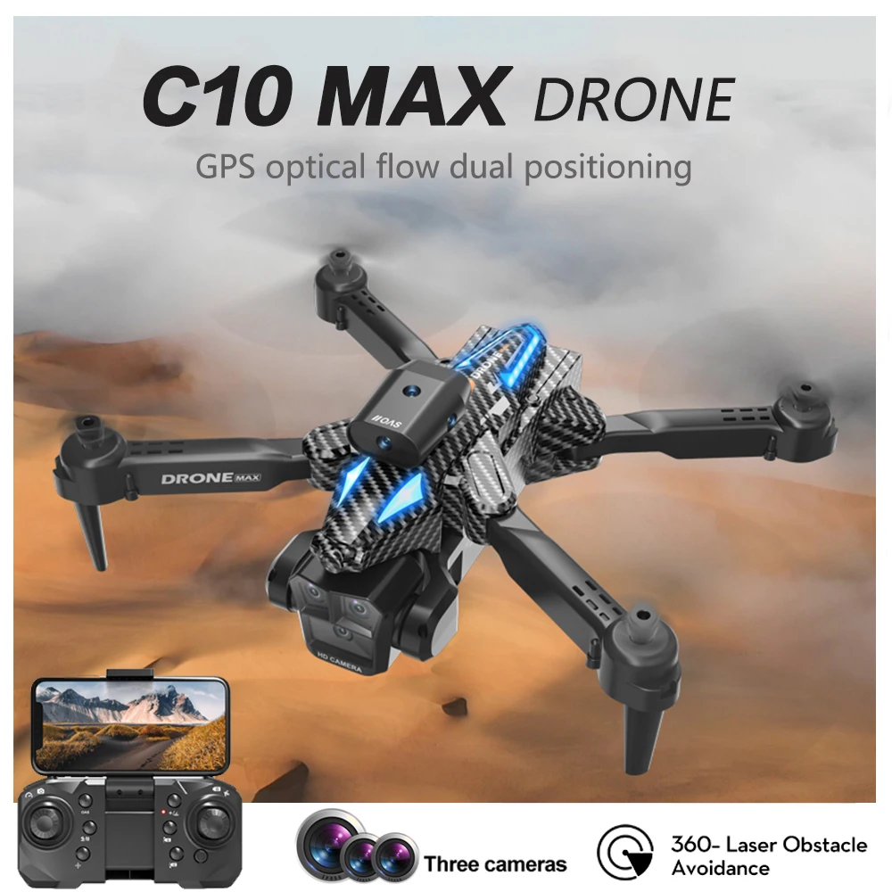 C10 Max Drone Water Bombs Brushless Motor GPS Return 360° Laser Obstacle Avoidance 4K HD Three Camera RC Quadcopter Drone Toys
C10 Max Drone Water Bombs Brushless Motor GPS Return 360° Laser Obstacle Avoidance 4K HD Three Camera RC Quadcopter Drone Toys