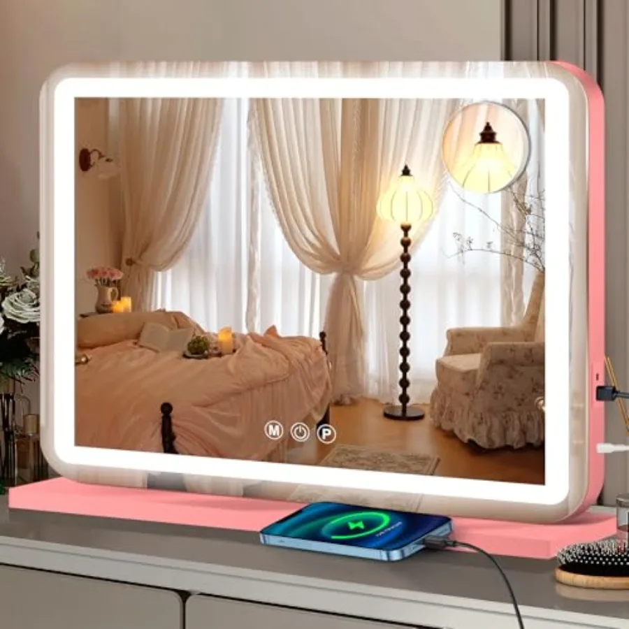 23"x18" Vanity Mirror with Lights, Led Makeup Mirror, Lighted Makeup Mirror with 3 Color Dimmable Lights, Smart Touch Screen Co
23"x18" Vanity Mirror with Lights, Led Makeup Mirror, Lighted Makeup Mirror with 3 Color Dimmable Lights, Smart Touch Screen Co