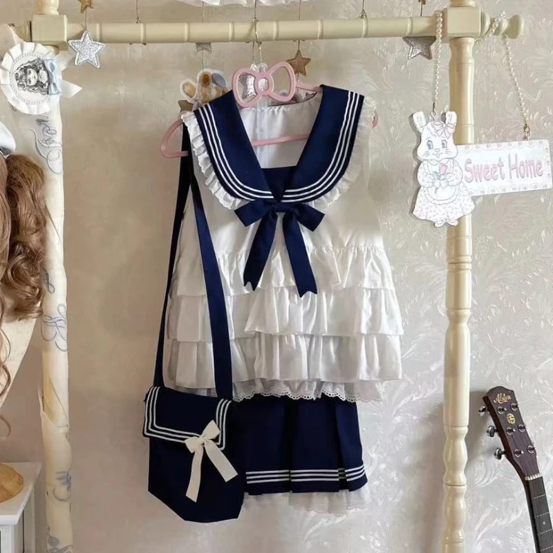 Sweet Elegant 2 Piece Set Women Clothe Kawaii Sailor Collar Y2k Design Mini Skirt Suits Female Bow Lace Chic 2025 Summer Outfits
Sweet Elegant 2 Piece Set Women Clothe Kawaii Sailor Collar Y2k Design Mini Skirt Suits Female Bow Lace Chic 2025 Summer Outfits