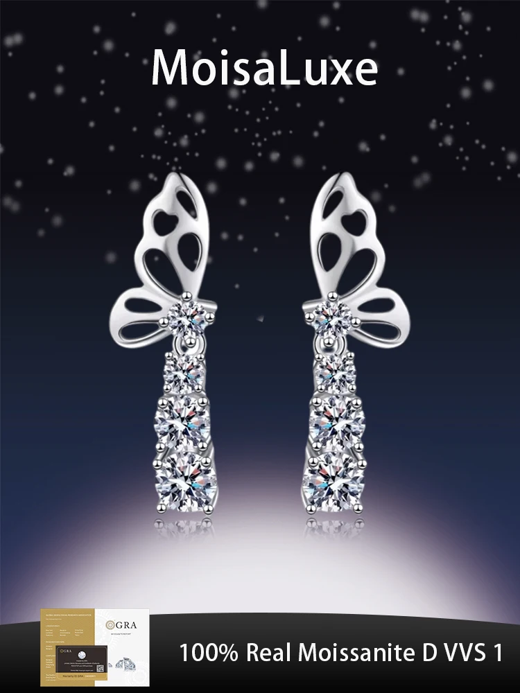 MoisaLuxe Official Store Moissanite Plata Sterling 925 Silver Earrings Women's Elegant Premium Butterfly Element Earrings
MoisaLuxe Official Store Moissanite Plata Sterling 925 Silver Earrings Women's Elegant Premium Butterfly Element Earrings