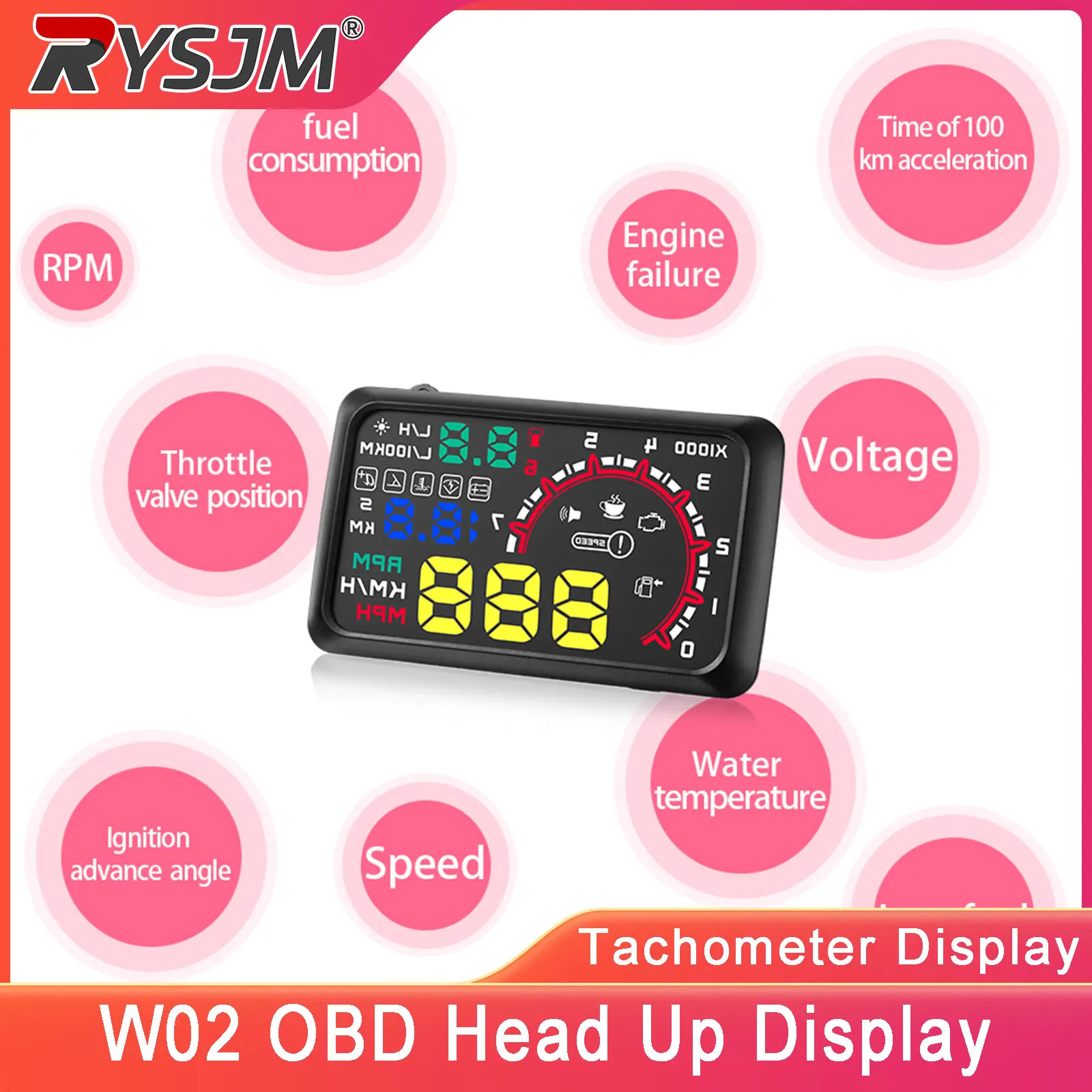 Автомобильный проекционный дисплей W02 OBD2 HUD: умный цифровой измеритель с функциями отображения температуры воды, расхода топлива, напряжения и тахометра с сигнализацией
Автомобильный проекционный дисплей W02 OBD2 HUD: умный цифровой измеритель с функциями отображения температуры воды, расхода топлива, напряжения и тахометра с сигнализацией