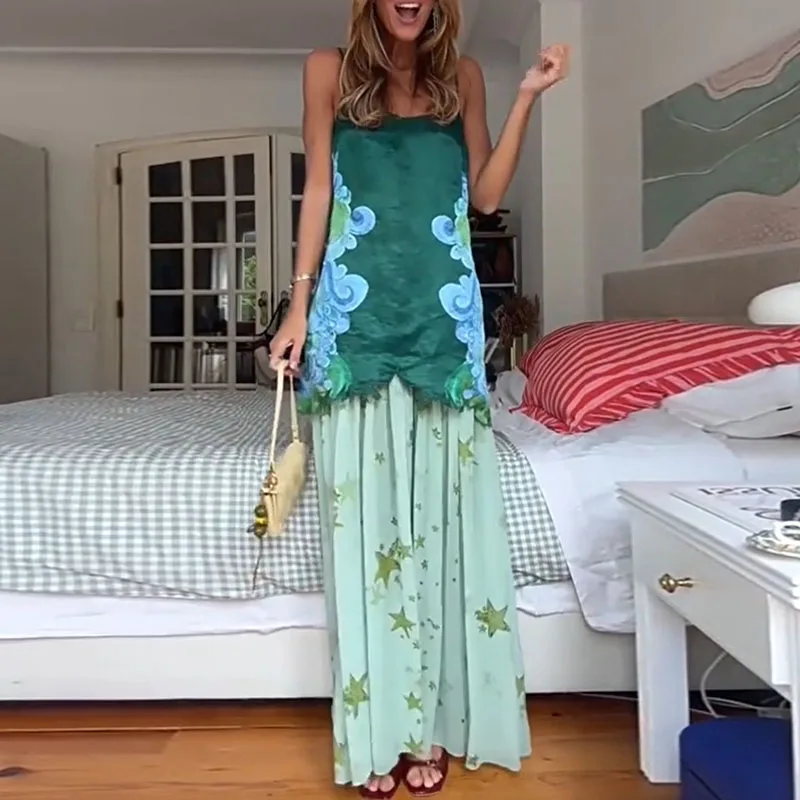 2026 Fashion Pattern Printed Holiday Two Piece Set Women's Sleeveless Sling Top + Skirt Summer Suit Casual Backless Beach Outfit
2026 Fashion Pattern Printed Holiday Two Piece Set Women's Sleeveless Sling Top + Skirt Summer Suit Casual Backless Beach Outfit