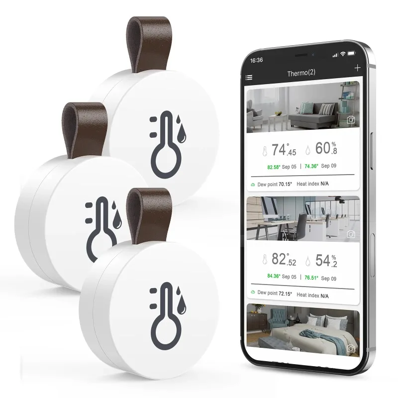 Wireless Thermometer Hygrometer 3PCS/2PCS Mini Bluetooth Indoor Temperature Humidity Sensor Temp Humidity Monitor with APP
Wireless Thermometer Hygrometer 3PCS/2PCS Mini Bluetooth Indoor Temperature Humidity Sensor Temp Humidity Monitor with APP