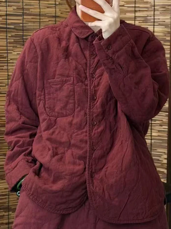 Loose Fit Thiened Cotton Jaet with Flannel Winter Outerwear for Women Commute Sle Regular Sve Long Single Button
Loose Fit Thiened Cotton Jaet with Flannel Winter Outerwear for Women Commute Sle Regular Sve Long Single Button