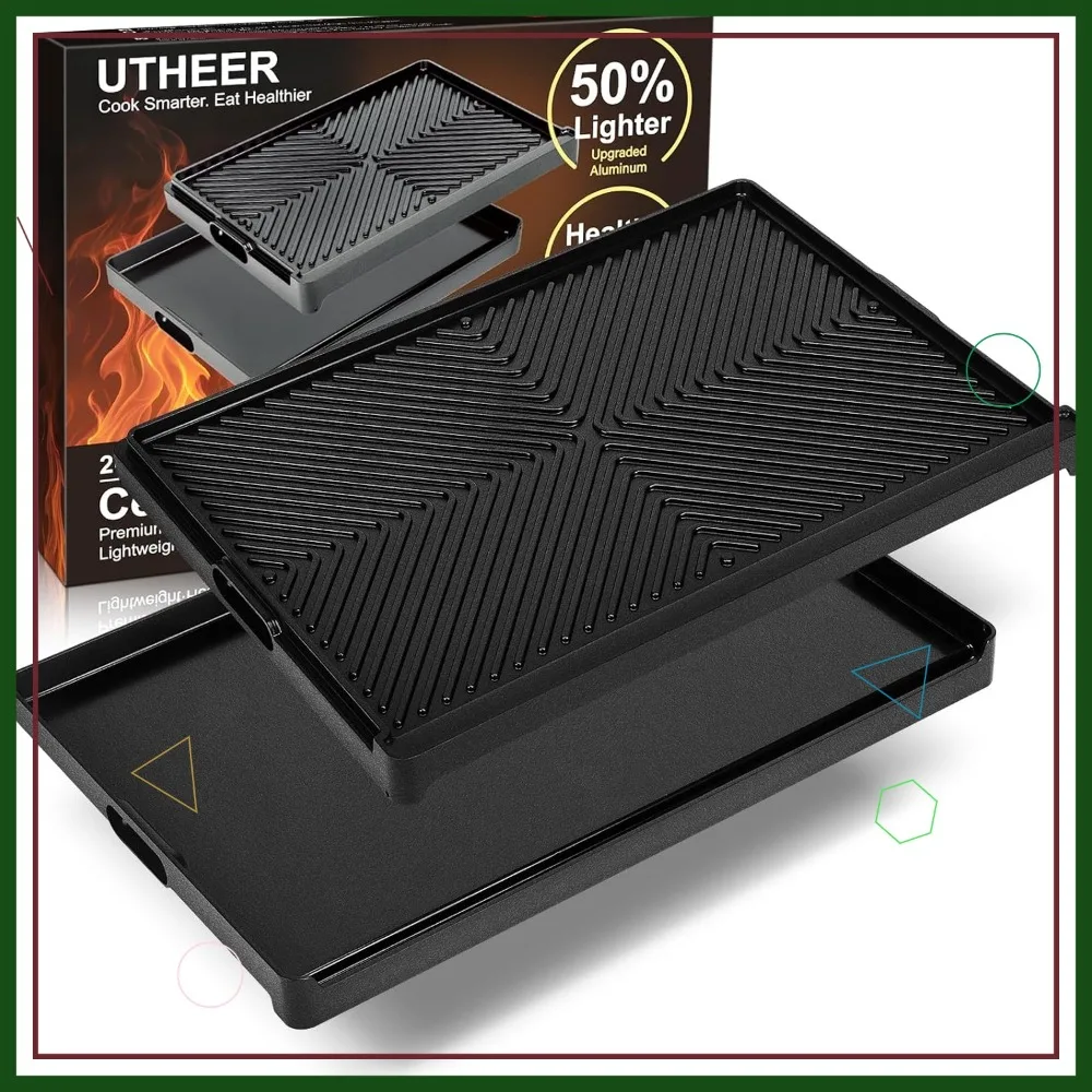 Lightweight Cast Aluminum Griddle for Gas & Electric Stoves, 23"x16" Nonstick Reversible Grill Pan, PFAS-Free Ceramic Coating
Lightweight Cast Aluminum Griddle for Gas & Electric Stoves, 23"x16" Nonstick Reversible Grill Pan, PFAS-Free Ceramic Coating