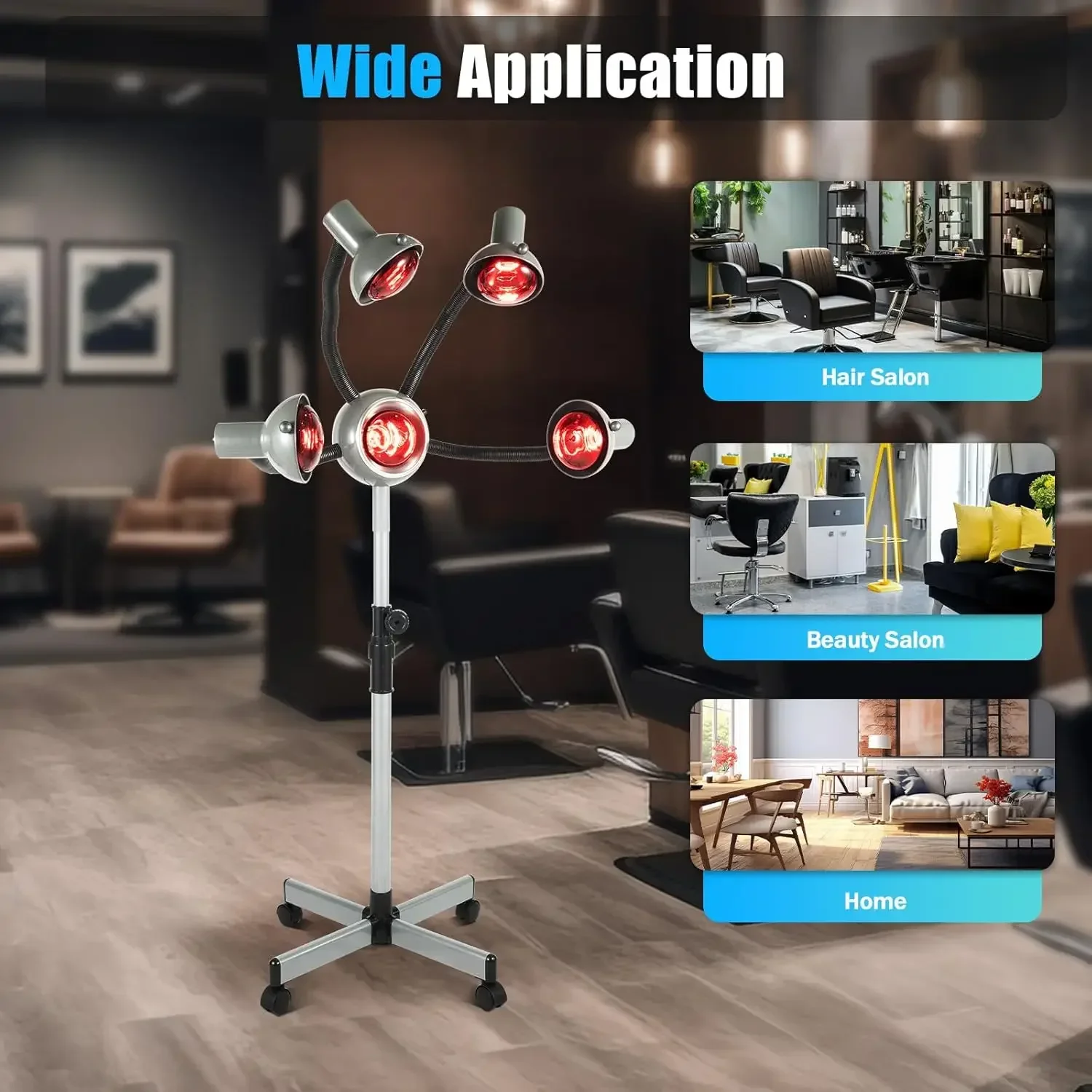 Infrared Professional Standing Hair Dryer – 5 Adjustable Heat Heads, 750W Power, 40-80℃ Temperature Control, Suitable for Salon
Infrared Professional Standing Hair Dryer – 5 Adjustable Heat Heads, 750W Power, 40-80℃ Temperature Control, Suitable for Salon