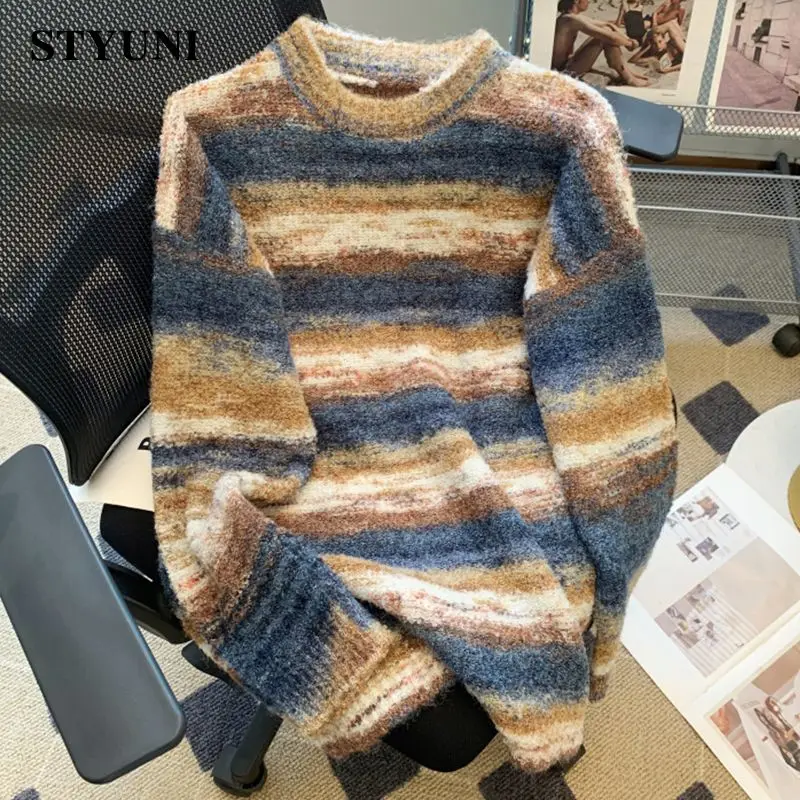 Colorful Striped Vintage Chic O-Neck Long Sleeve Loose Women's Sweater Korean Fashion Pullover Sweaters Autumn Winter 2023
Colorful Striped Vintage Chic O-Neck Long Sleeve Loose Women's Sweater Korean Fashion Pullover Sweaters Autumn Winter 2023