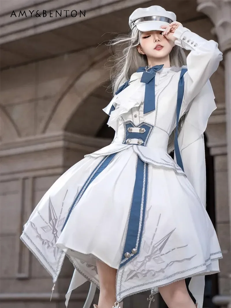 2025 Japanese Autumn Original Genuine Lolita Bow Tie Blue and White Color Matching Long-sleeved Top with Skirt Suit For Women
2025 Japanese Autumn Original Genuine Lolita Bow Tie Blue and White Color Matching Long-sleeved Top with Skirt Suit For Women