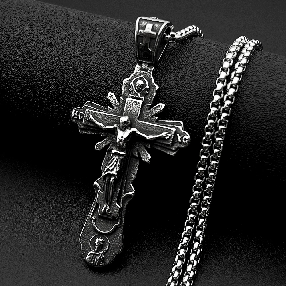 Vintage Orthodox IC XC Jesus Crucifix Cross Pendant Necklace for Women Men Stainless Steel Silver Color Chain Amulet Jewelry
Vintage Orthodox IC XC Jesus Crucifix Cross Pendant Necklace for Women Men Stainless Steel Silver Color Chain Amulet Jewelry