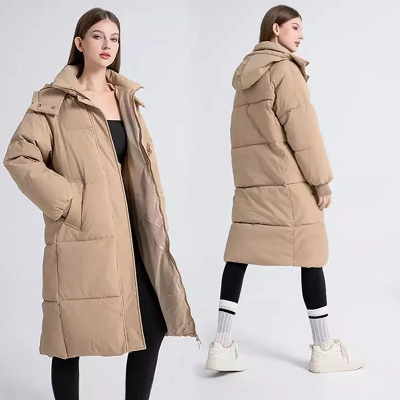 Loose Puffer Long Parkas Women Solid Laple Hoodies Long Sleeve Thicken Pockets Female Jacket 2025 Winter Fashion Lady Down Coats
Loose Puffer Long Parkas Women Solid Laple Hoodies Long Sleeve Thicken Pockets Female Jacket 2025 Winter Fashion Lady Down Coats