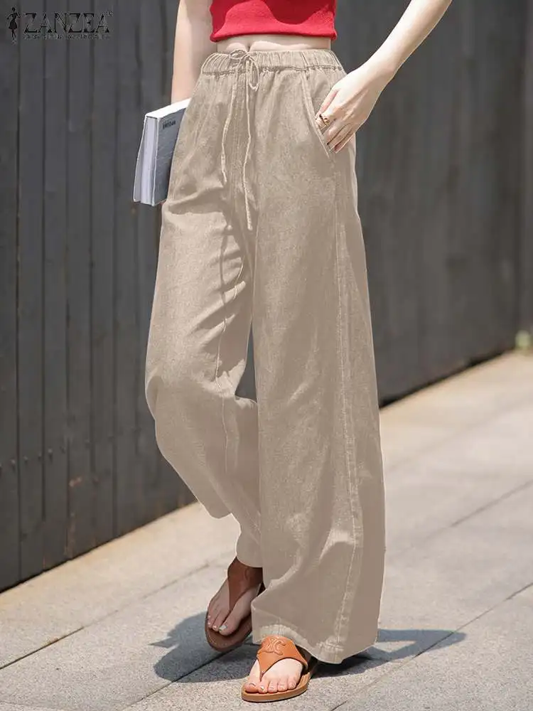 ZANZEA Casual Wide Leg Trousers 2023 Autumn Denim Long Pants Women Elastic Waist Solid Pant Vintage Bandage Loose Office Pants
ZANZEA Casual Wide Leg Trousers 2023 Autumn Denim Long Pants Women Elastic Waist Solid Pant Vintage Bandage Loose Office Pants