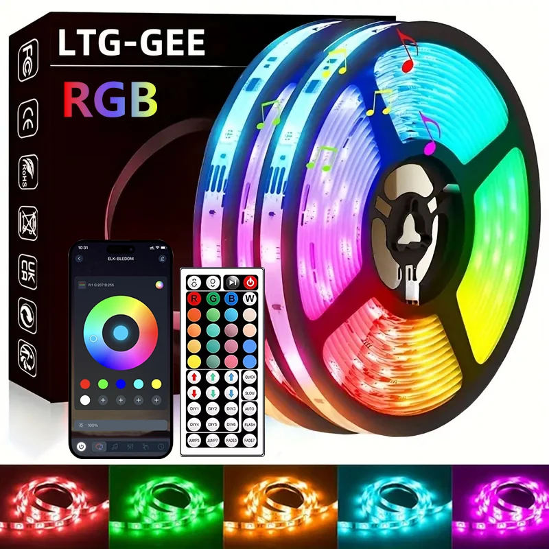 1-5 meters 5050 RGB LED strip - 44-key remote control for home decoration, commercial display, scene holiday party decoration. 
1-5 meters 5050 RGB LED strip - 44-key remote control for home decoration, commercial display, scene holiday party decoration.
