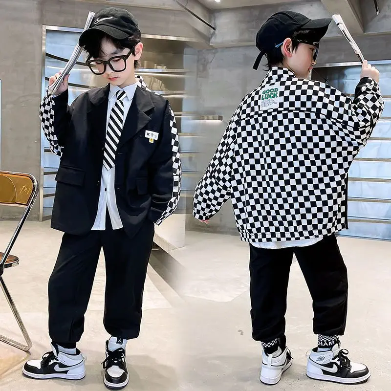 Teen Boys' Suit 2023 Spring Autumn Plaid Patchwork Coat Loose Pants Two Pieces Turn-Down Collar Fashionable 5-14 Years Old
Teen Boys' Suit 2023 Spring Autumn Plaid Patchwork Coat Loose Pants Two Pieces Turn-Down Collar Fashionable 5-14 Years Old