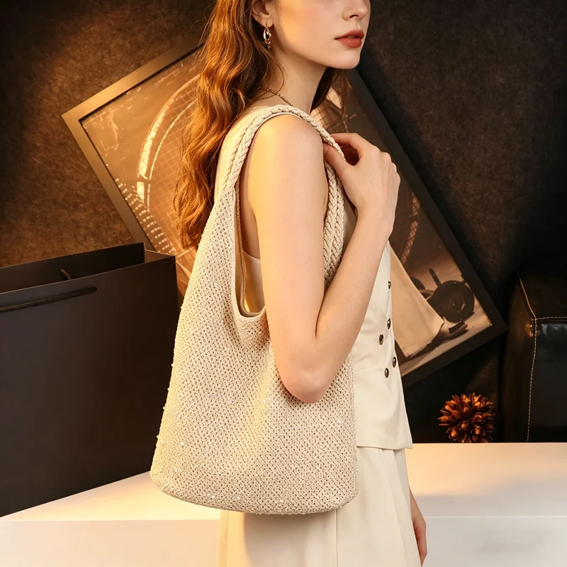 Luxury Fashion Rhinestone Women Handbags Straw Tote Bag Casual Beach Holiday Large Capacity Hobo Bag Shiny Pearl Shoulder Bags
Luxury Fashion Rhinestone Women Handbags Straw Tote Bag Casual Beach Holiday Large Capacity Hobo Bag Shiny Pearl Shoulder Bags