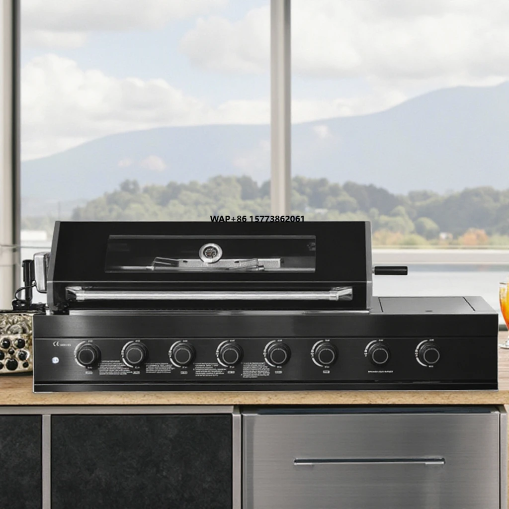 Black 6-Burner Built-in BBQ Gas Grill Outdoor Cooking Barbecue with Infrared Back Burner
Black 6-Burner Built-in BBQ Gas Grill Outdoor Cooking Barbecue with Infrared Back Burner