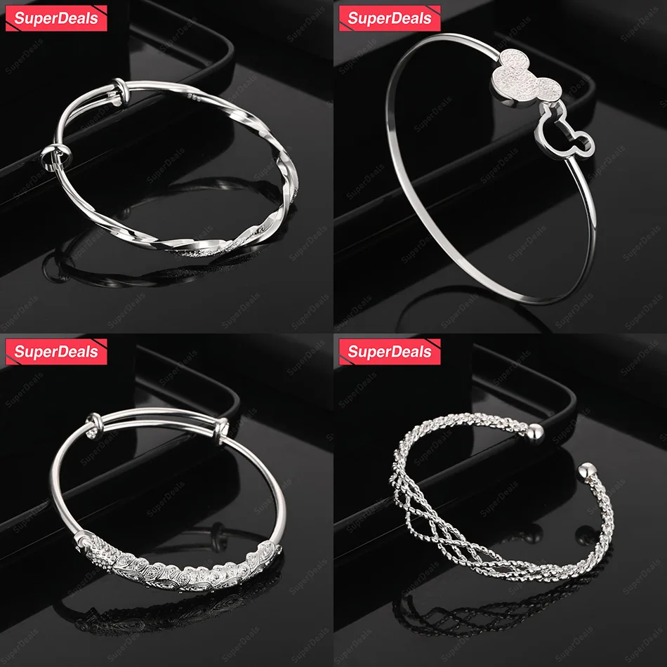 SuperDeals 925 Sterling Silver Half Circle Braided Mickey Adjustable Round Bangles Anniversary Party Women New Popular Jewelry 
SuperDeals 925 Sterling Silver Half Circle Braided Mickey Adjustable Round Bangles Anniversary Party Women New Popular Jewelry