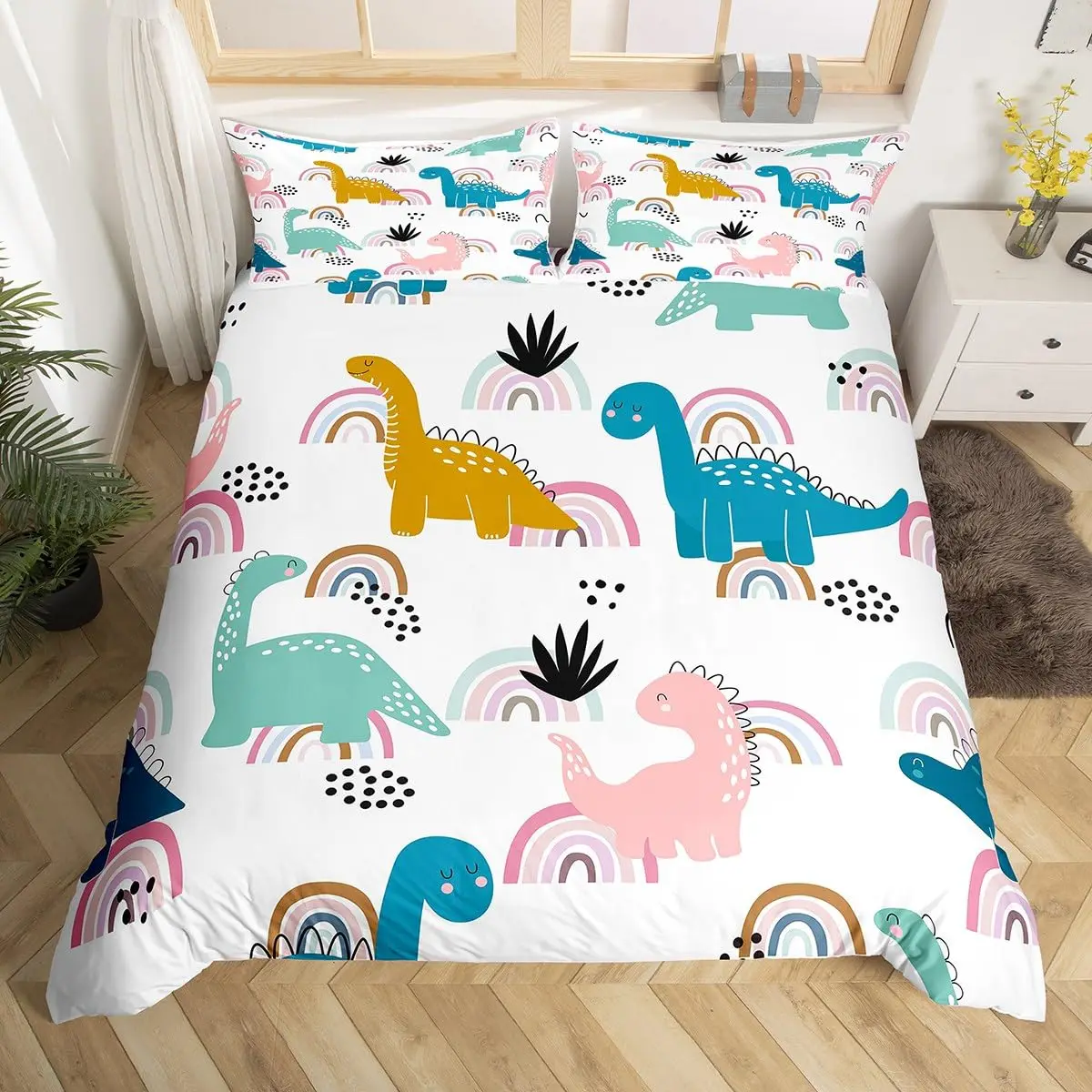Cartoon Dinosaur Duvet Cover Kids Room Bedding Set Cute Animal World Comforter Cover Geometry Stripe Grid Microfiber Quilt Cover 
Cartoon Dinosaur Duvet Cover Kids Room Bedding Set Cute Animal World Comforter Cover Geometry Stripe Grid Microfiber Quilt Cover