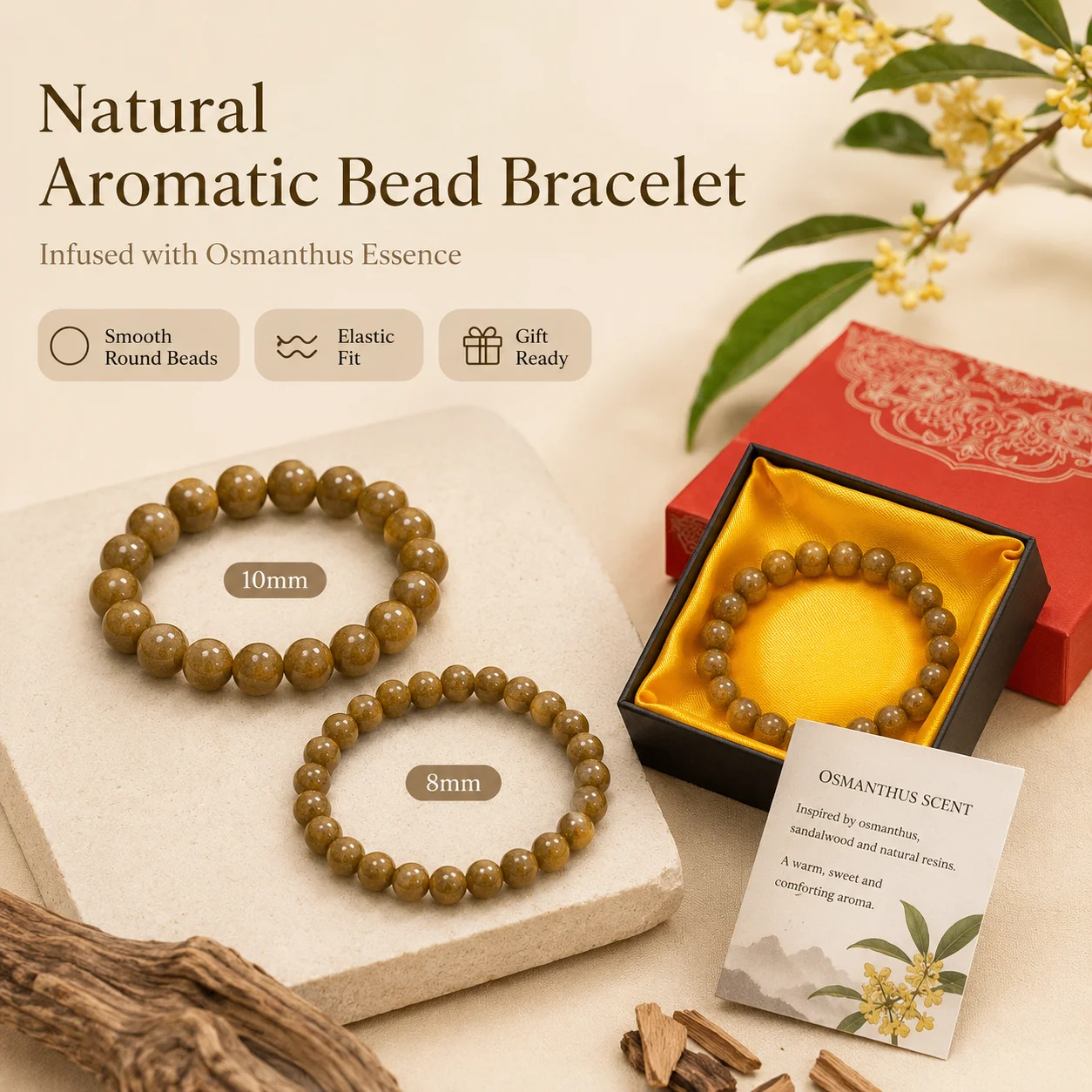 Osmanthus Scented Bead Bracelet Handmade Incense Beads Agarwood Sandalwood Zen Jewelry Gift Box
Osmanthus Scented Bead Bracelet Handmade Incense Beads Agarwood Sandalwood Zen Jewelry Gift Box