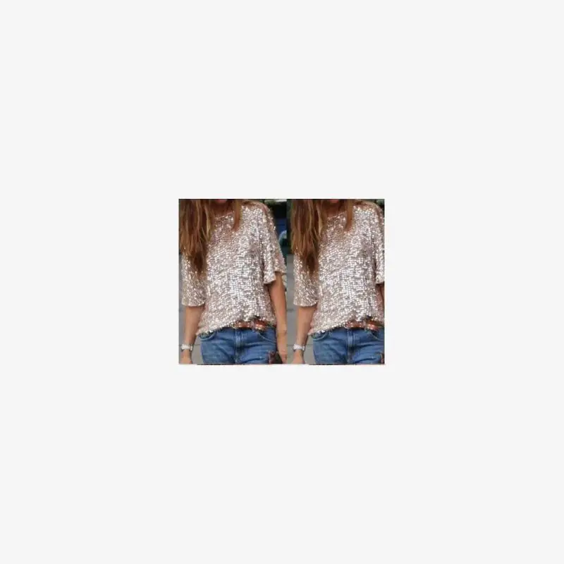 Fashionable Glitter Short Sleeve T-Shirt Casual Loose Style mid Sleeve Shiny Beads Top for Autumn Winter Seasonal Wear
Fashionable Glitter Short Sleeve T-Shirt Casual Loose Style mid Sleeve Shiny Beads Top for Autumn Winter Seasonal Wear