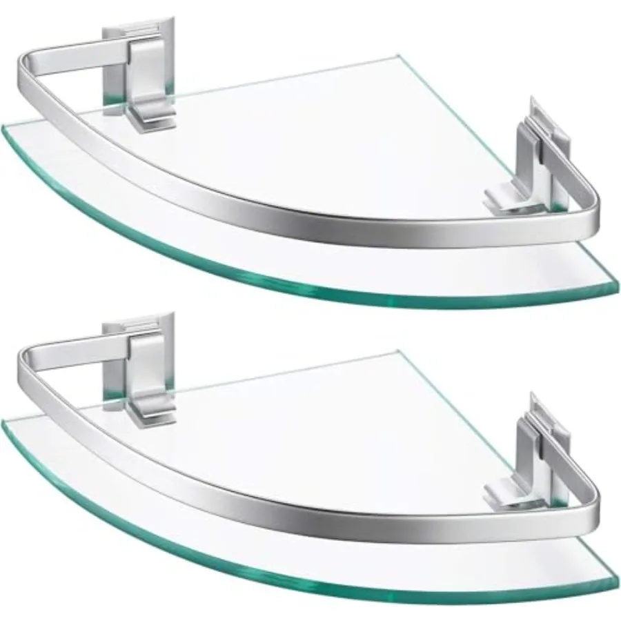 Glass Corner Shelf Bathroom, Corner Glass Shelf with Rail Wall Mount 2 Tier Sand Sprayed Silver Finish, A4120A-P2
Glass Corner Shelf Bathroom, Corner Glass Shelf with Rail Wall Mount 2 Tier Sand Sprayed Silver Finish, A4120A-P2