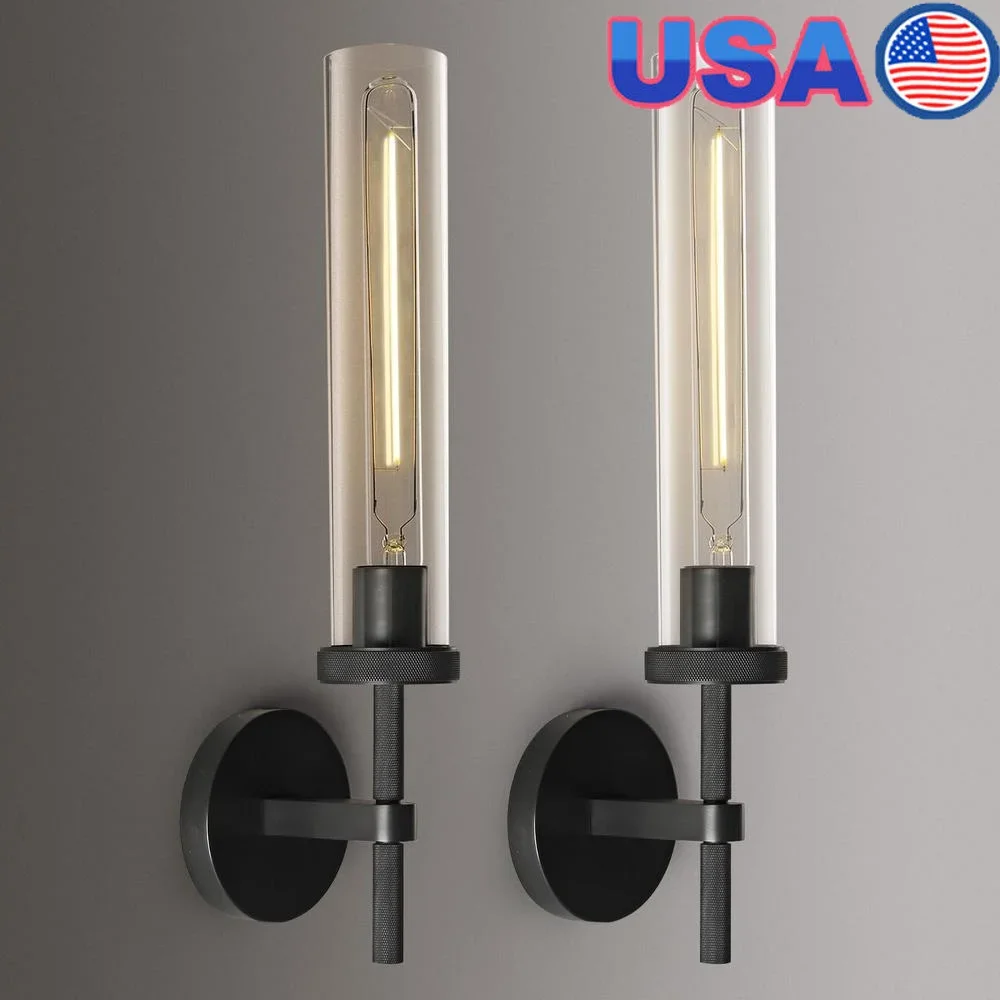Black Wall Sconces Set of Two Tube Glass Bathroom Sconces Wall Lights E26 Bulbs Included Perfect Bedroom Living Room Decor
Black Wall Sconces Set of Two Tube Glass Bathroom Sconces Wall Lights E26 Bulbs Included Perfect Bedroom Living Room Decor