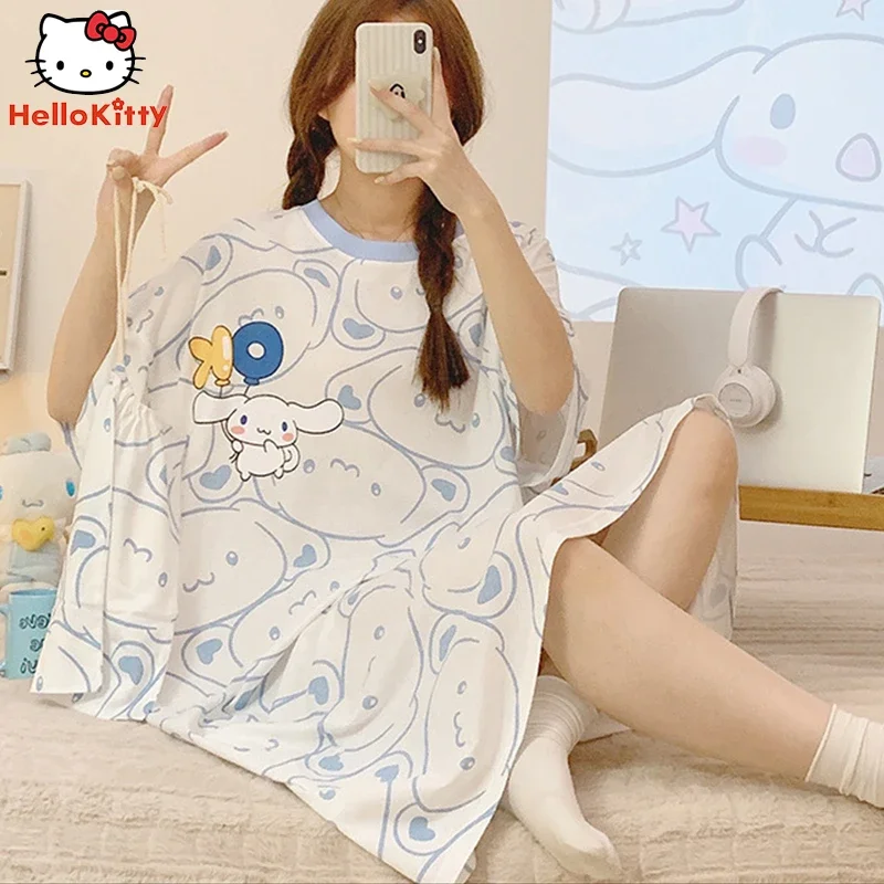 Sanrio Anime Cinnamoroll Cotton Nightdress Kawaii Summer Large Size Women Sleepwear Comfortable Maternity Wear Cute Homewear
Sanrio Anime Cinnamoroll Cotton Nightdress Kawaii Summer Large Size Women Sleepwear Comfortable Maternity Wear Cute Homewear