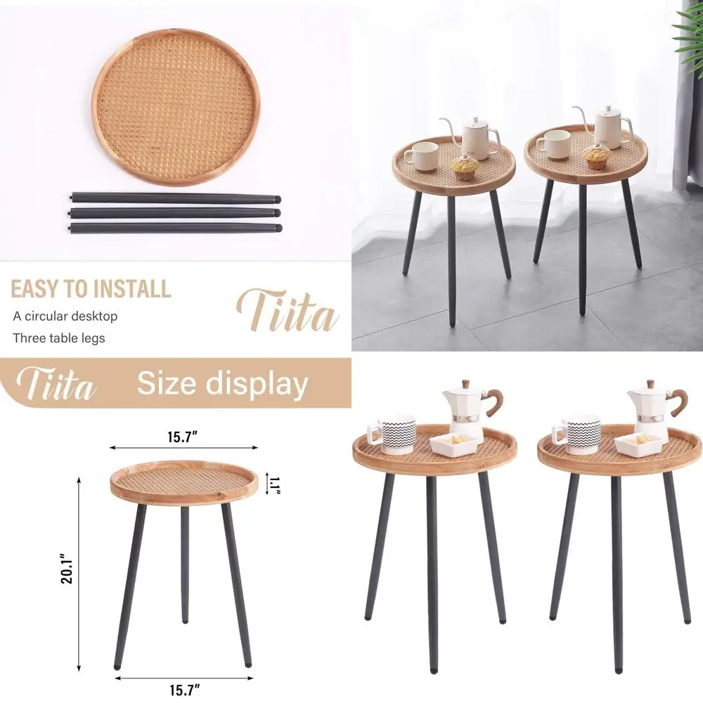 Компактный приставной столик из ротанга с деревянным подносом: идеально подходит для гостиной, спальни или офиса в небольших помещениях.
Компактный приставной столик из ротанга с деревянным подносом: идеально подходит для гостиной, спальни или офиса в небольших помещениях.